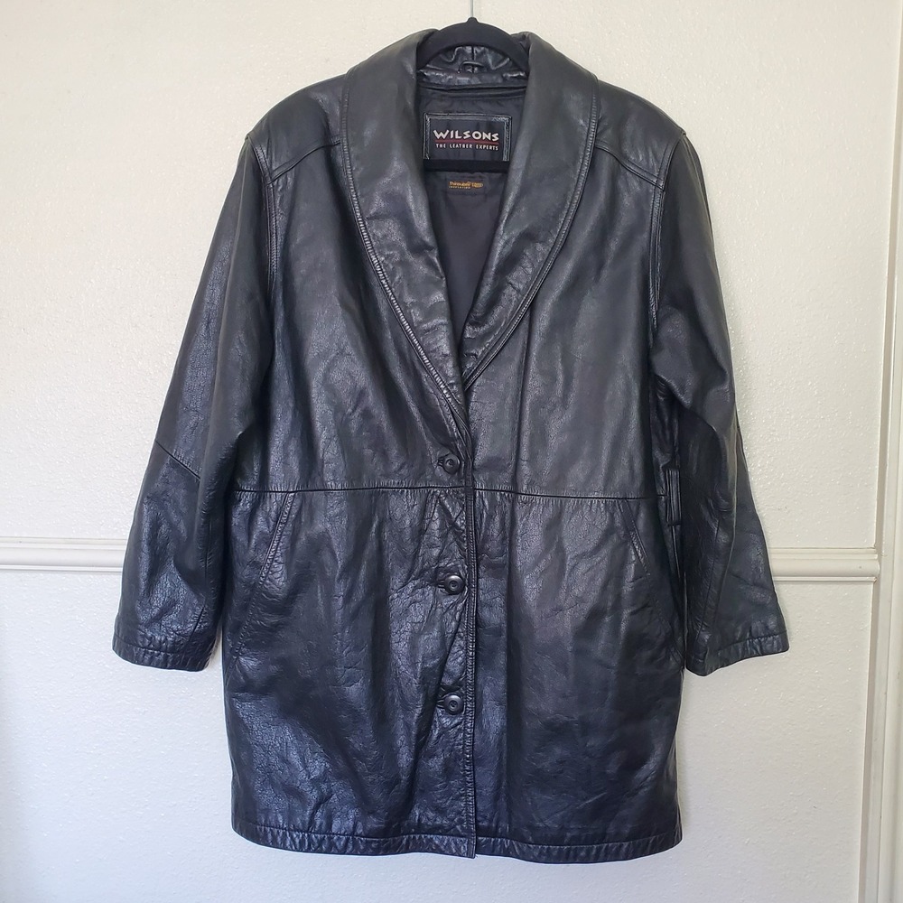 Wilsons Leather Black Mid Length Coat Womens Medium Thinsulate Insulated Jacket